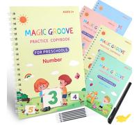 HO-SFSM cuaderno mágico 4 piezas, cuadernos mágicos preescolar, cuaderno caligrafía reutilizable, escritura números letras matemáticas y dibujo