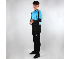 HO Soccer Conjunto de Portero Kid Keeper Set Deep-Sea Blue, Camiseta de Manga Larga con Acolchado y Pantalón Largo con Acolchado, Poliéster, Unisex niños, Azul/Negro, 14
