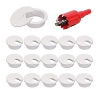 HO2NEL 16pcs Tapa Pasacables Mesa Escritorio 35mm Pasacables Mesa Oficina Blanco con Broca Embellecedor Cubierta de Agujero para Encastrar USB Alambre Organizador de Cable Computadora Pared Redondo
