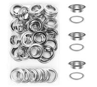 HO2NLE 100pcs Ojetes Metalicos 20mm, Ojales para Lonas Acero Inoxidable SIN Herramientas Gandes Ollaos para Cortinas Lonas Toldos Banderas Tela con Caja de Almacenamiento (Plateada)