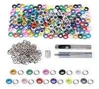 HO2NLE 200 Pcs Ojales de Metal de Color, 14 Colores Herramienta de Ojetes, Ojales para Lonas de Reparación con Herramienta de Perforación para Tela, Cuero, Manualidades, Bricolaje, Decoración
