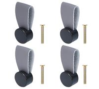 HO2NLE 4 Piezas Tiradores de Cuero Perillas de muebles de Piel 5,6 x 2,9CM para Accesorio de Mobilario, Armario, Cajón, Puerta (Gris)