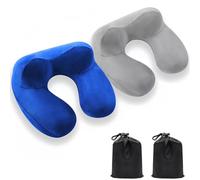 HoaaiGo Almohada de viaje inflable,2 juegos de soporte cervical de viaje,100% terciopelo suave,cojín cervical hinchable,almohada cervical ortopédica,almohada cervical elástica para aviones,trenes,