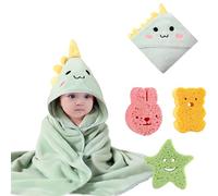 HoaaiGo Toallas de Baño con Capucha con Esponja de Baño para Bebé, Capa de Baño Niños/Niñas Ultra Suaves con Lindas Orejas, Albornoz de Ducha para Recién Nacidos para Infantiles de 0 a 3 Años (Verde)