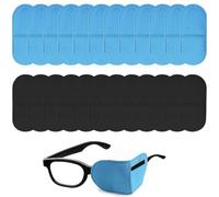HoAhaMay 24 Piezas Parches Oculares para Gafas, Parche Ocular de Tela No Tejida de Gran, Parche Ocular Reutilizables, Mejorar la Visión, para Niños y Adultos Ojo Vago Ambliopía Estrabismo (Azul/Negro)