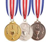 HoAhaMay 3 piezas medallas digitales con cintas, medallas de metal, premios para ganadores, competiciones atléticas, competiciones de juegos, premios deportivos medallas de oro, plata y bronce