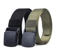HOANAN Paquete de 2 cinturones de nailon de 1 1/4 pulgadas para hombre, ligeros, suaves y amigables con la TSA, Tipo B-negro+verde, cinttura 40"
