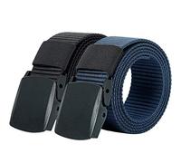 HOANAN Paquete de 2 cinturones de nailon militar, 3.17 cm de ancho, sin correas de metal, cinturón táctico, Negro y azul marino, cinttura 40"