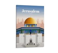 HOANGJUN Póster vintage de viaje a Jerusalén, lienzo impreso, arte de pared, estético, moderno, decoración del hogar, marco; 30 x 45 cm