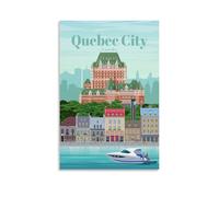 HOANGJUN Póster vintage de viaje a la ciudad de Quebec, lienzo impreso, estético, moderno, arte de pared para decoración del hogar; sin marco; 60 x 90 cm