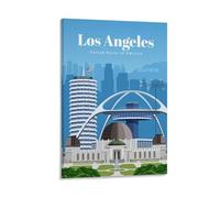 HOANGJUN Póster vintage de viaje a Los Ángeles con impresión artística en lienzo, estética moderna para la habitación, arte de pared para decoración del hogar; marco; 20 x 30 pulgadas (50 x 75 cm)