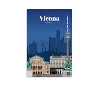 HOANGJUN Póster vintage de viaje a Viena en lienzo, arte estético moderno para la pared, pintura para decoración del hogar; sin marco; 20 x 30 cm