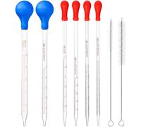 HOAOH 6 pipetas de vidrio graduadas de 0,5 ml, 1 ml, 2 ml, 3 ml, 5 ml, 10 ml, gotero de pipeta de vidrio largo con 6 tapas de goma para transferencia de aceite esencial líquido