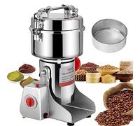 Hoapin Molinillo de cereales eléctrico 1000 g, acero inoxidable y motor de 3200 W, alta velocidad, para especias y frutos secos