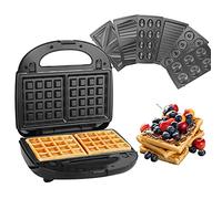 Hoapin Sandwichera, Sandwichera Grill Multifuncional 750W, Panini Grill de Termostato Automático, Gofrera Eléctrica Parrilla con 7 Placas Antiadherentes Extraíbles, Libre de PBA (7 en 1)