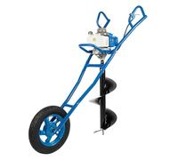 HOARLICN Broca de tierra de 63 cc, gasolina, 2,2 kW, con carro de mano, 2 tiempos, gasolina, monocilindro, refrigerado por aire, con silenciador, excavadora de jardín, con broca para obras, industria