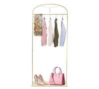 HOARLICN Perchero dorado de 2,3 m, de metal, pie ajustable, tornillos de mariposa con base de placa de acero, para viviendas, tiendas de ropa, hoteles