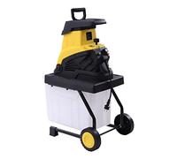 HOARLICN Trituradora de madera eléctrica para jardín, 2500 W, 45 L, velocidad de ralentí de gasolina, 4500 rpm, con caja de almacenamiento y guantes y gafas protectoras para madera, ramas