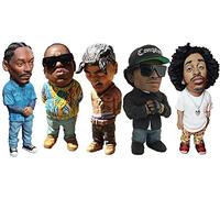 HOAZIACEHN Adorno De Resina De Rapero para Decoración del Jardín/hogar, Adornos De Resina Conmemorativos De Leyenda Hip Hop, Costa Este, Decoración De Dios del Rap Peculiar E Interesante (5PCS)