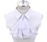 HOBBIESAY 1 collar de jabot colonial victoriano, cuello falso blanco, cuello falso desmontable con volantes, collares falsos de poliéster, accesorio de disfraz para mujeres y hombres, trajes de