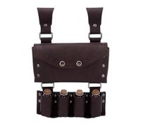HOBBIESAY 1 riñonera medieval de alquimia con 4 botellas de poción, color marrón coco, steampunk, piel sintética, bolsa lateral para disfraz de cosplay renacentista
