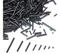 HOBBIESAY 1176 Cuentas de Tubo de 6 Tamaños, Cristal de Corneta Negra, Semillas de Corneta Mixtas, Manualidades Surtidas