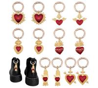 HOBBIESAY 12 dijes góticos de 6 estilos góticos de corazón sagrado para botas de 55 a 63 mm, dijes de corazón para botas de amor, decoración de zapatos de amor, dijes de aleación con anillo de resorte