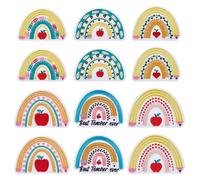 HOBBIESAY 12 parches de tela bordados de 6 estilos para el regreso a clases, parches de tela bordados, lápiz arcoíris, parches de reparación, parches para profesores, estudiantes, manualidades, para