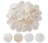 HOBBIESAY 120 dijes de concha redonda plana de 20 a 20,5 mm, diseño de concha de capiz blanca, abalorios naturales de conchas marinas para pendientes, collares, joyería, agujero: 1,4 mm, Capiz Shell