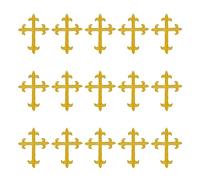 HOBBIESAY 15 parches de cruz bordados dorados, parches bordados con plancha, parches bordados de cruz dorada, apliques decorativos para coser en chaquetas, sombreros, bolsas