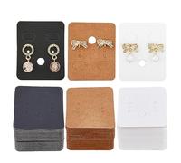 HOBBIESAY 150 hojas de 3 colores de papel en blanco para aretes, tarjetas de exhibición rectangulares, tarjetas de almacenamiento de embalaje, 6 agujeros precortados, soportes de cartón para aretes