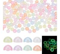 HOBBIESAY 150 tapas de cristal para cuentas de campanas de viento de cristal transparente, cuentas de medusas, cuentas de flores de cristal, que brillan en la oscuridad, tapas de cuentas de trompeta