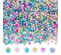 HOBBIESAY 1500 cuentas de perlas de 6 colores para pulseras, cuentas redondas coloridas de 6 mm para hacer joyas, kit de fabricación de pulseras con cuentas espaciadoras pequeñas doradas para