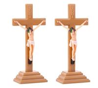 HOBBIESAY 2 crucifijo de pie de 8.66 pulgadas, crucifijo cristiano espiritual, estatua de cruz de camello de Jerusalén con base para pared, mesa, hogar, iglesia, decoración de bautizo