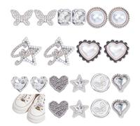 HOBBIESAY 20 dijes de zapatos de 10 estilos para tenis, calcetines, kit de dijes de diamantes de imitación de parkle para decoración de zapatos de diamantes de imitación brillantes, dijes de