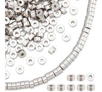 HOBBIESAY 200 cuentas espaciadoras redondas planas de 4 mm, cuentas sueltas de disco de metal, mini cuentas de acero inoxidable, pequeñas cuentas de conector para manualidades, pulseras, aretes,