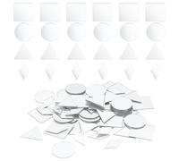 HOBBIESAY 200 piezas de espejos pequeños de 4 estilos, triángulos, cuadrados, redondos, rombos, azulejos de mosaico para manualidades, suministros de manualidades