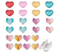 HOBBIESAY 24 dijes brillantes para zapatos de amor de 12 colores, accesorios brillantes para zapatos para zuecos, sandalias coloridas, dijes de zapatos con forma de amor, clips de decoración para