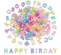 HOBBIESAY 300 cuentas coloridas de letras del alfabeto, cuentas acrílicas de la A a la Z, cuentas sueltas 3D, bonitas cuentas de pulsera con inicial para mujer, pulsera, joyería, manualidades, agujero