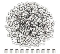 HOBBIESAY 300 cuentas metálicas pequeñas de tubo de 2 mm, cuentas de pasta de acero inoxidable, conectores largos, metálicas, rectas, espaciadores lisos, para pulseras, collares, manualidades