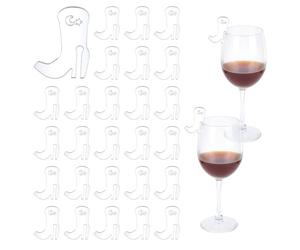 HOBBIESAY 30pcs Western Boots Weinglas Anhänger Acryl Trinkmarkierungen Silber Cowboy Deko für Geburtstag Hochzeit Party 4,8 x 3,6 cm