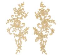 HOBBIESAY 4 apliques de encaje bordados de hojas doradas, parches de ropa, vestidos de vestir, decoraciones de costura, accesorios de adorno de poliéster, apliques para tela, manualidades, 229 x 102 x 1 mm