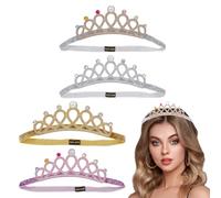 HOBBIESAY 4 diademas de 4 colores con purpurina, corona de cristal, elástica, trenzada, accesorios para el cabello, accesorios para el cabello, princesas, tocado para cumpleaños, bodas, bailes