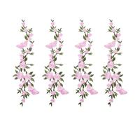 HOBBIESAY 4 parches bordados con flores de mariposa, fijación para planchar, diseño de flores largas, para coser en ropa, bolsos, pantalones, manualidades, 80 x 275 mm