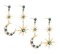 HOBBIESAY 4 pares de pendientes con forma de luna, sol, estrella, pendientes asimétricos, brillantes, cuerpo celeste, pendientes vintage largos para mujeres