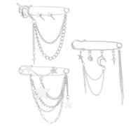 HOBBIESAY 4 piezas Punk colgante broche plata alfileres con ropa broche accesorios para mujer ropa vestido decoración 1.95 pulgadas, 15.5~94.5x69mm, Acero aleado, Sin piedra preciosa
