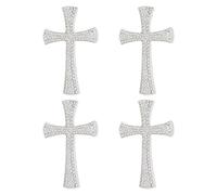 HOBBIESAY 4 piezas Rhinestone Cruz Pin de Solapa para Mujer Chispa Cristo Broches Solapa Brillante Fe Ropa Accesorios Plata Aleación Insignia 1.73 Pulgadas De Ancho 2.48 Pulgadas De Largo