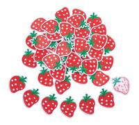 HOBBIESAY 40 parches de fresa a granel para planchar o coser, apliques bordados de fresa de 1.3 x 1.7 pulgadas, mini insignias de tela de frutas, parches de reparación de frutas, parches rojos para