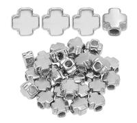 HOBBIESAY 40 perlas en cruz de acero inoxidable, colgante de crucifix, accesorios de joyería cristiana para Pascua, Eid, Mubarak, Ramadán, Navidad, collar, pulsera, pendientes, manualidades