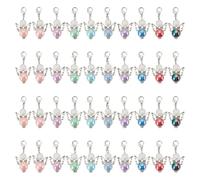 HOBBIESAY 40 Uds 10 colores Ángel Cuentas Colgantes de 38mm - Colorido Ala de Ángel Acrílico Clip-on Charms con cierres de garra de langosta para joyería